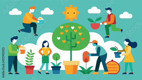 Community Gardening Project Engaging in a community gardening project not only provides physical activity and exposure to nature but also encourages creativity and problemsolving. Vector illustration