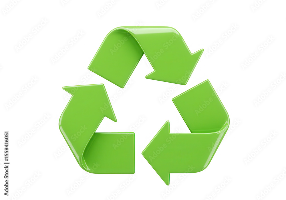 A vibrant green recycling symbol is isolated on a transparent background A vibrant green recycling symbol is isolated on a transparent background