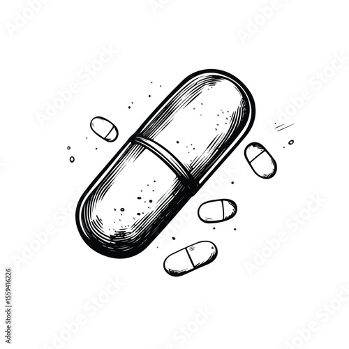 Effervescent Tablet Cartoon Vector and Illustration