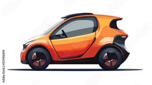 Compact Electric Car Minimalistic Flat Vector Illustration