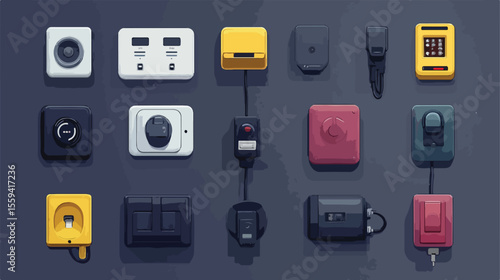 Modern Electrical Outlet Isolated Icon Design Flat Vector