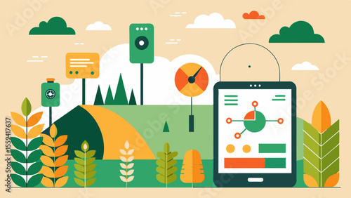 A smart harvest prediction tool that combines AI with historical data and current field conditions to forecast the optimal time for harvest ensuring maximum yield and quality for. Vector illustration