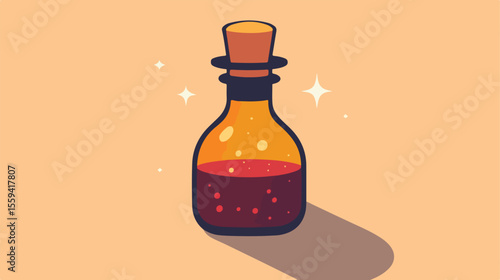 Elixir Bottle Silhouette Icon Flat Vector Illustration