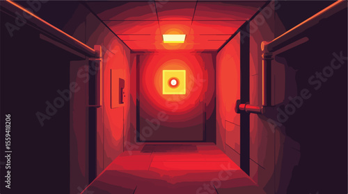 Emergency Exit Signal for Fire Flat Vector Illustration