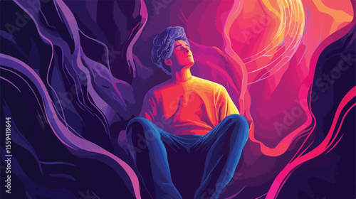 Professional Illustration of a Man with Epilepsy Seizures in Flat Vector Style