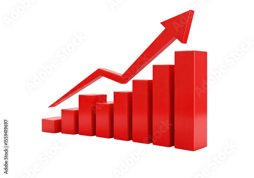 A 3d rendering of a red bar graph with an upward arrow, isolated on transparent background, illustrates growth and success Free Download A 3d rendering of a red bar graph with an upward arrow, isolated on transparent background, illustrates growth and success - GFXLoad
