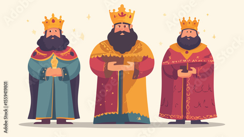 Flat Vector Illustration of Wise King Balthasar with Visually Defined Elements