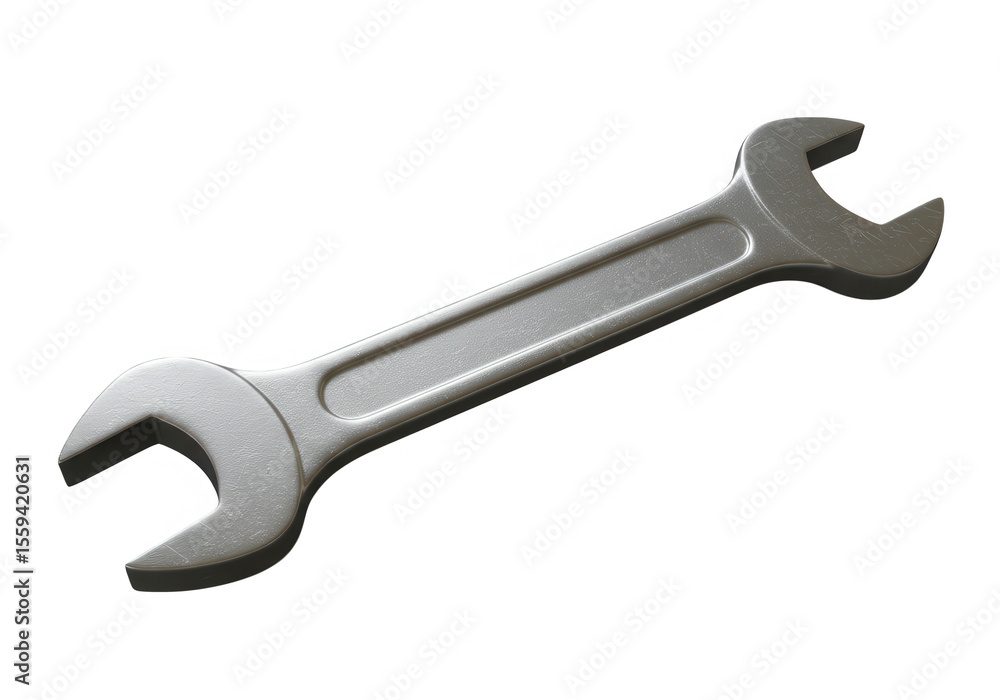 A shiny metal wrench isolated on transparent background, perfect for repair or maintenance projects A shiny metal wrench isolated on transparent background, perfect for repair or maintenance projects