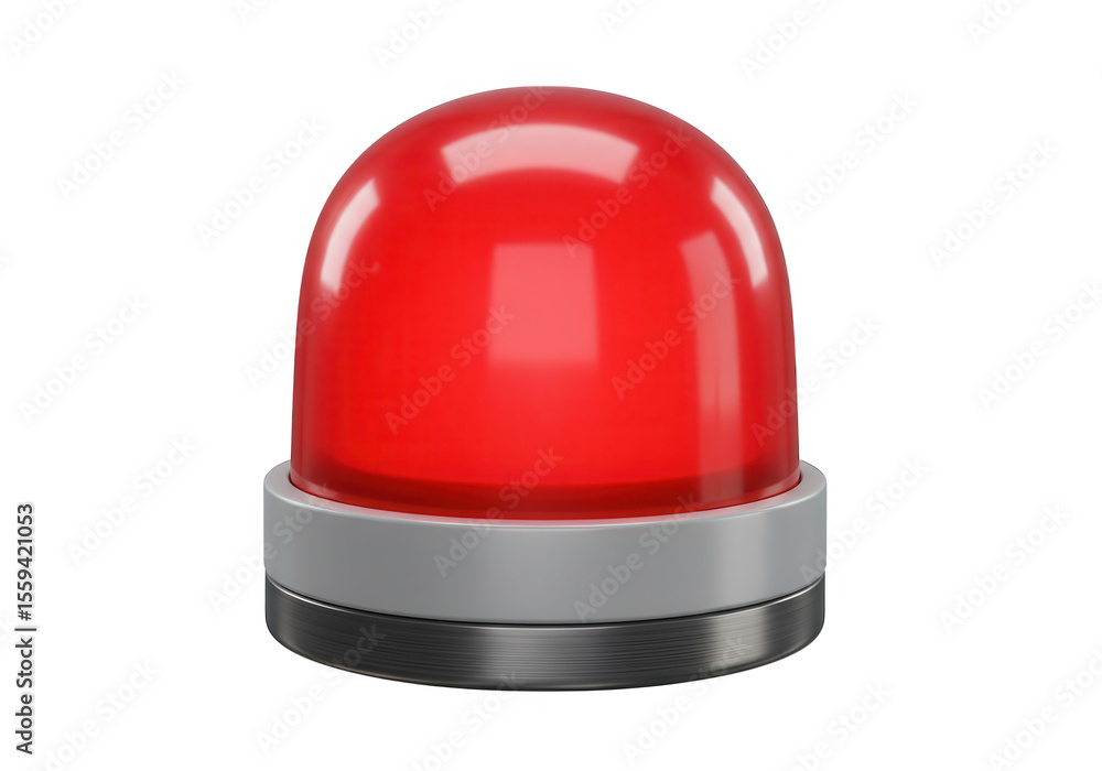 Fototapeta premium A red emergency alarm light, isolated on transparent background