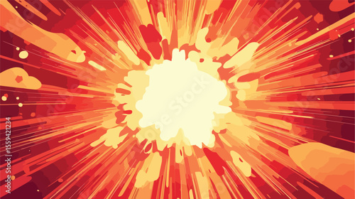 Vibrant Red Explosion with Thunderbolts Pop Art Style