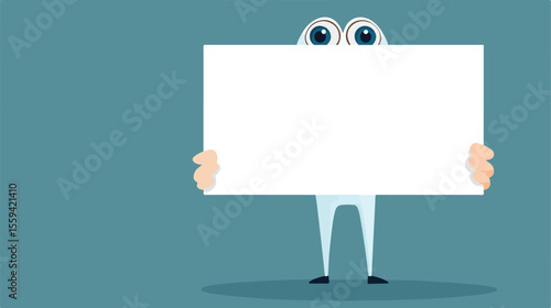 Professional Man Holding Blank Sign Vector Illustration