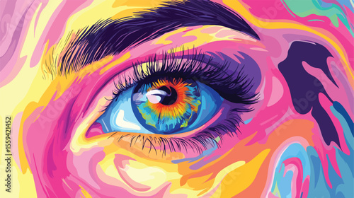 Professional Eye Vision of Girl with Optic Eyelashes