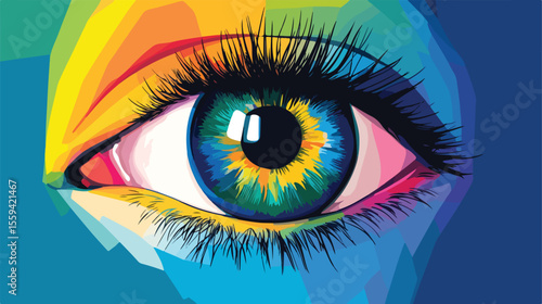 Color Blindness Eye Flat Vector Illustration