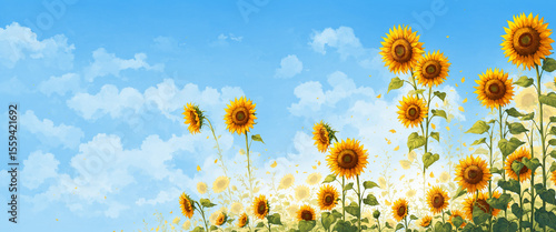 golden sunflowers blooming ...