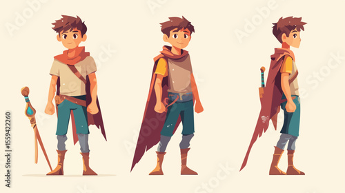 Enchanting Fantasy Boy Character Design Illustration in Flat Style