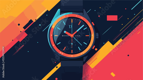 Fashion Technology Smart Watch Flat Vector Illustration
