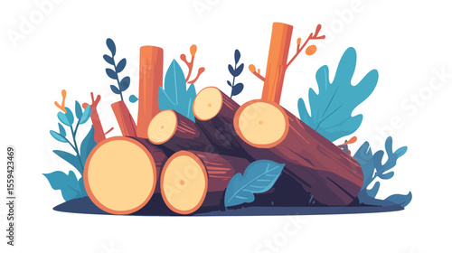 Flat Vector Illustration of Felled Trees Icon