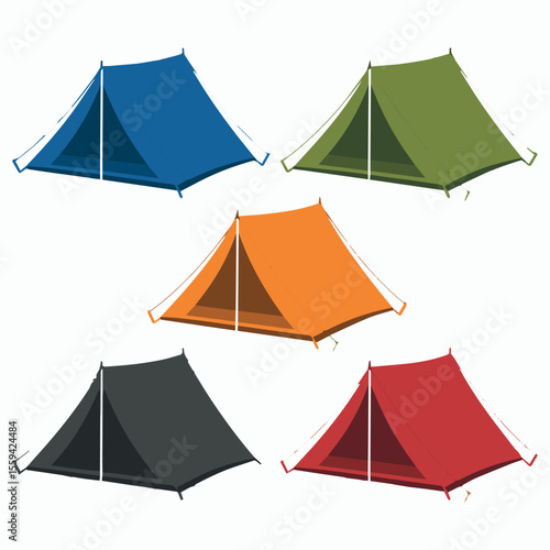 Colorful camping tents vector illustration for outdoor adventure and travel gear