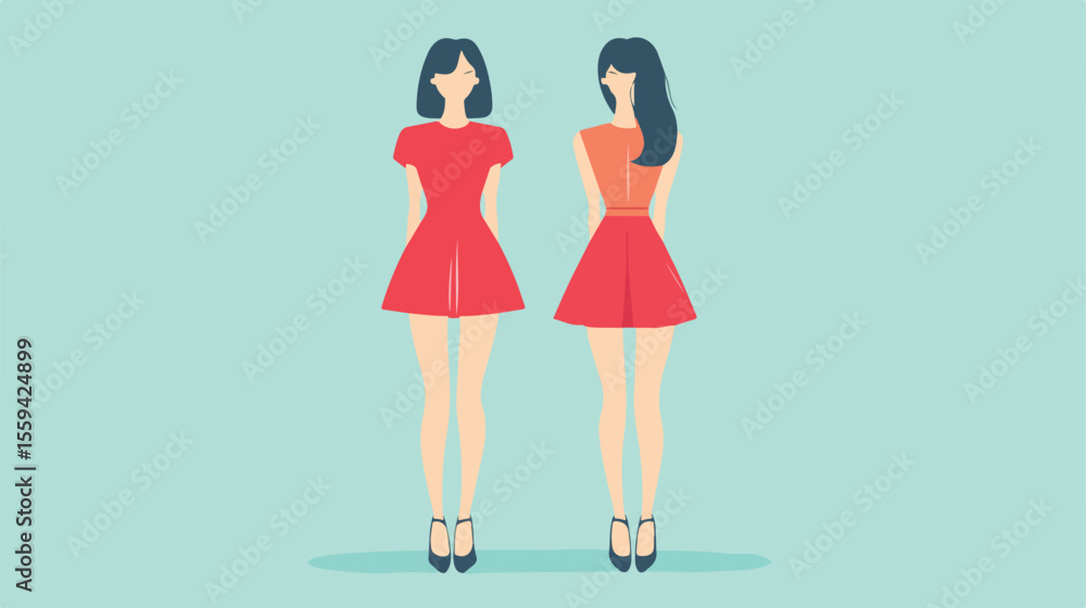 Modern Feminine Fashion Design Flat Vector Illustration Modern Feminine Fashion Design Flat Vector Illustration