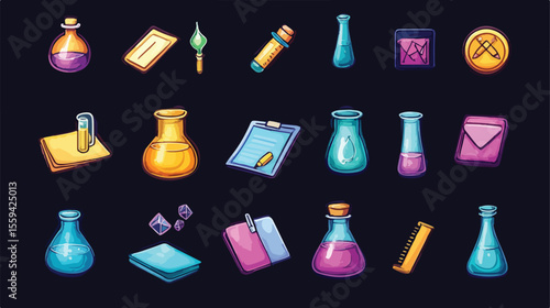 Education Icons with Flask Chemistry Backpack