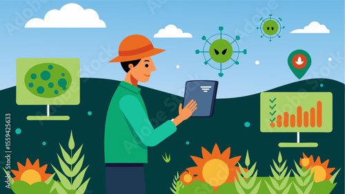 An AIpowered crop simulation model takes into account historical data current weather patterns and realtime satellite imagery to predict potential pest and disease outbreaks. This. Vector illustration