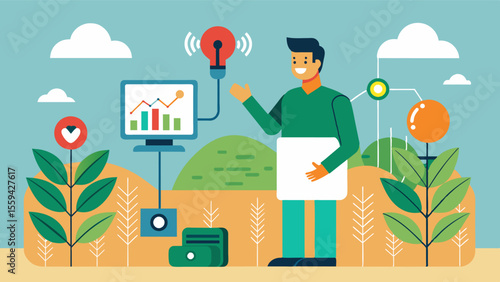 An AIpowered detection system that can identify and track crop diseases providing early warnings and allowing farmers to take necessary preventative measures.. Vector illustration