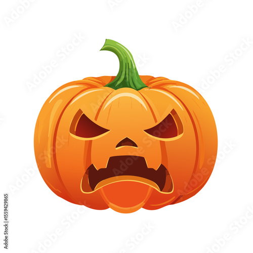 Scary Halloween Jack o' Lantern Character on a White Background