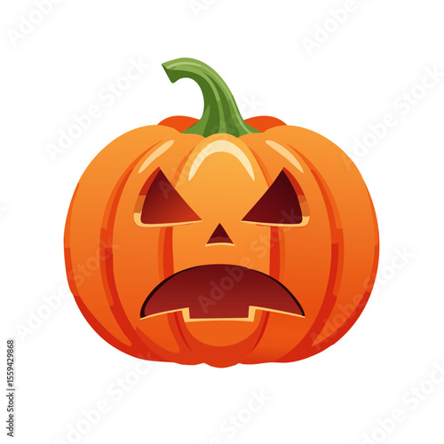 Scary Halloween Jack o' Lantern Character on a White Background
