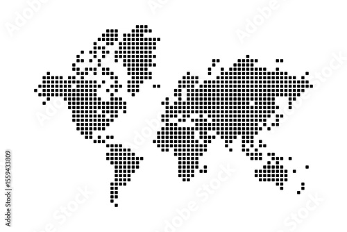 Rounded Square Pattern of World Map. Easy to edit vector Illustration.