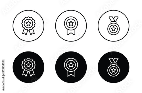 Medal with star icon set vector	