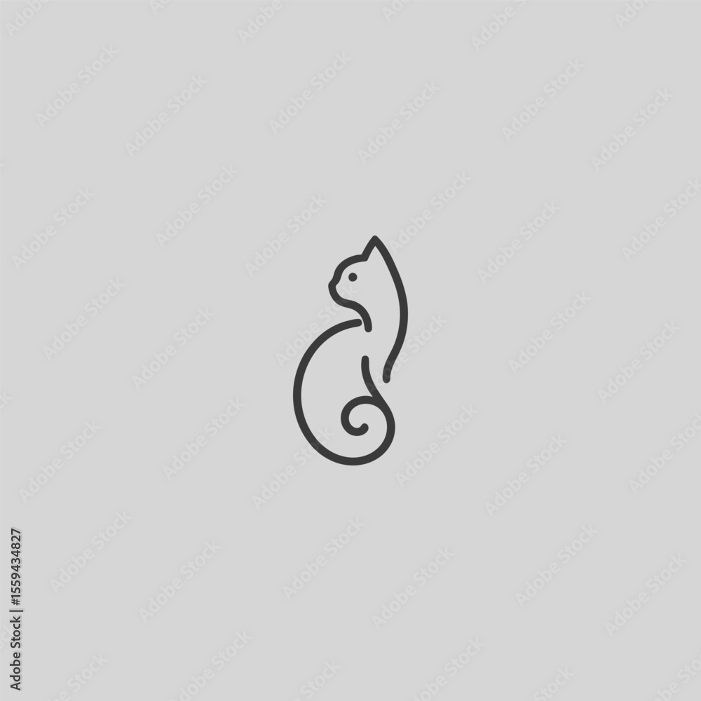 Obraz premium Cat logo in simple and minimalist line art style.