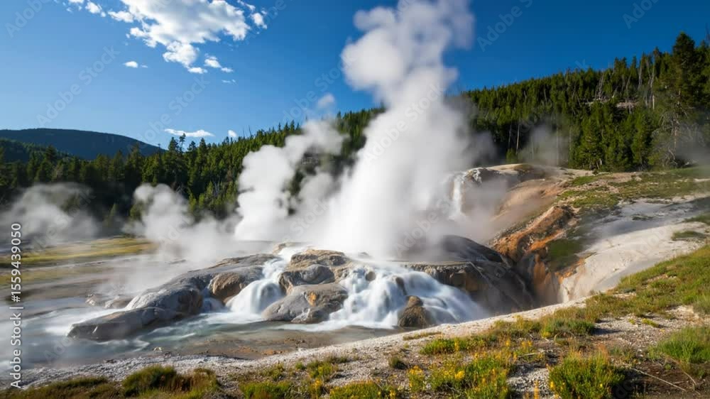 Geyser Eruption at Yellowstone National Park: A Display of Natural Wonder Geyser Eruption at Yellowstone National Park: A Display of Natural Wonder