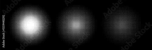 Halftone gradient. Dotted gradient, smooth dots spraying and halftones dot background seamless horizontal geometric pattern vector template set. unique dots modern circles