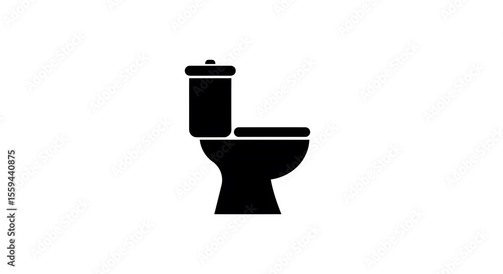 Simple Black and White Icon of a Toilet Bowl Sanitaryware Fixture Bathroom Essentials Simple Black and White Icon of a Toilet Bowl Sanitaryware Fixture Bathroom Essentials