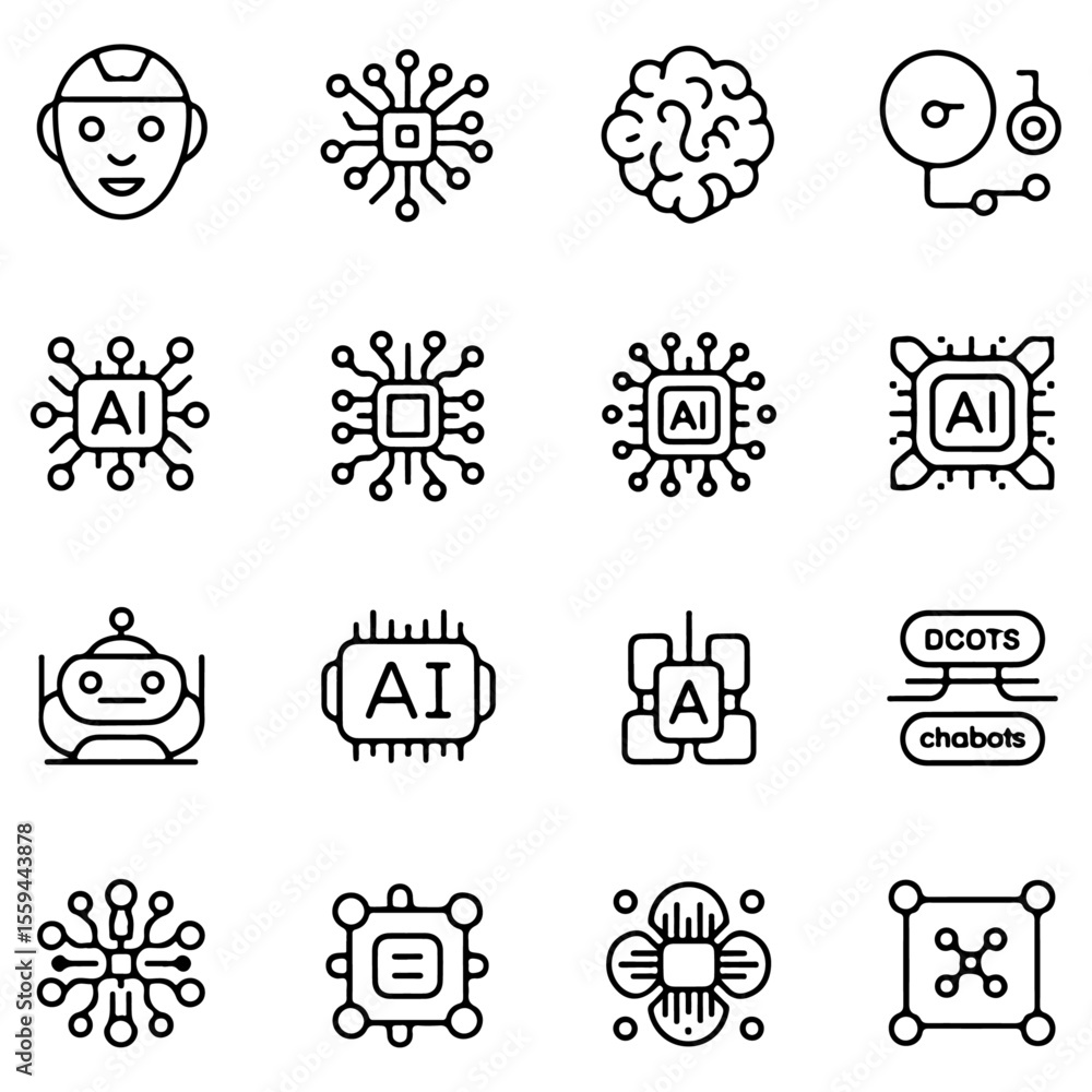 Fototapeta premium unique high quality artificial intelligence line icon set