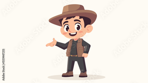 Cheerful Cartoon Character with a Stylish Hat, Suitable for Various Designs