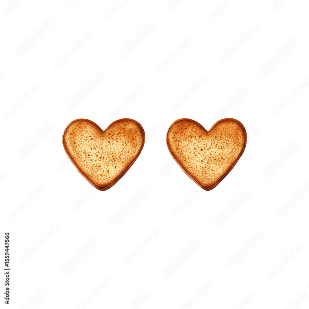 Obraz premium Heart shaped cookies with golden edges and sweet decorative topping isolated on white background