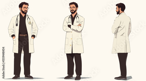 Male Physician Flat Vector Illustration Medical Center Concept