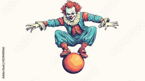 Clown Balancing Above Ball Sketch