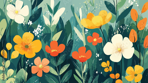 Vibrant Abstract Spring Flower Background Illustration