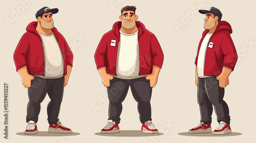 Energetic Coach Outfit Cartoon Character for Active Man