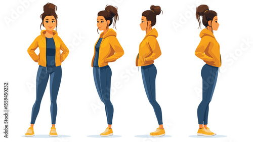 Active Woman Coach Outfits Cartoon Character - Fitness Training Vector Illustration