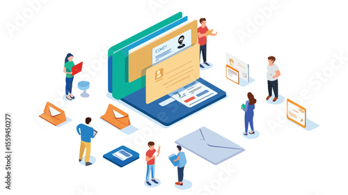 Professional Address Book Contact Postal Mail Isometric Flat Image