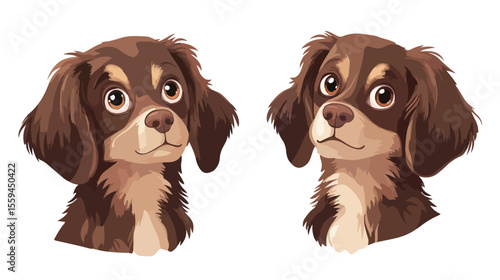 Cute Brown Dog with Blush Cheeks and Two Love Hearts - Adorable Pet Portrait