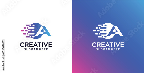 ikon logo A awal teknologi digital