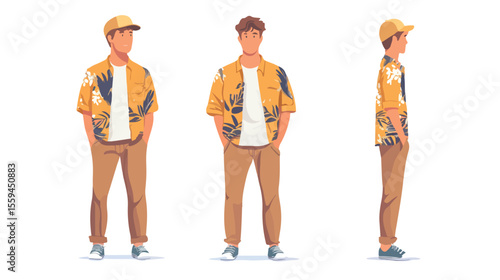 Stylish Adult Man in Trendy Spring Outfit Flat Vector Illustration