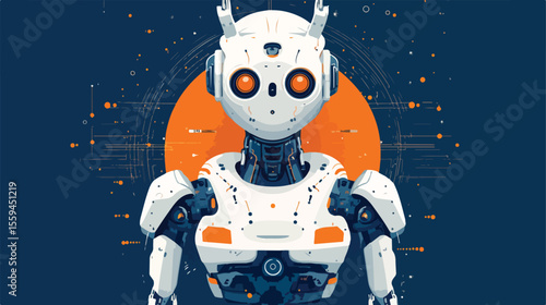 Futuristic Robotics Technology Concept Design in Flat Vector Illustration
