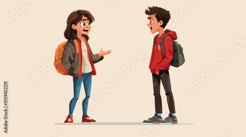 Teenage Boy Arguing with Mother, Conflict at Home Concept
