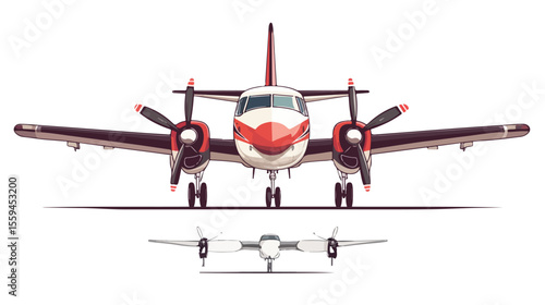 Modern Airplane Isolated on White Background Flat Vector Illustration