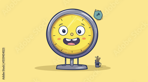 Playful Cartoon Alarm Clock in Front of Cooling Fan